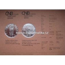 Certifikát k pamětní stříbrné minci ČR 200 Kč 2001 František Škroup